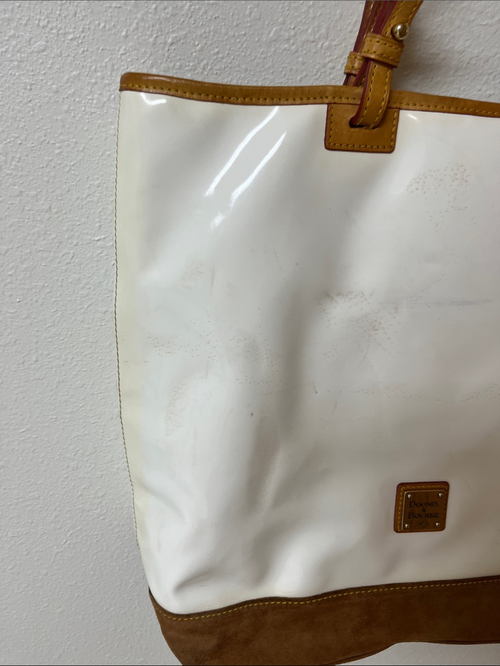 Dooney & Bourke White and Tan Leather-Trim Tote - Picture 4 of 8